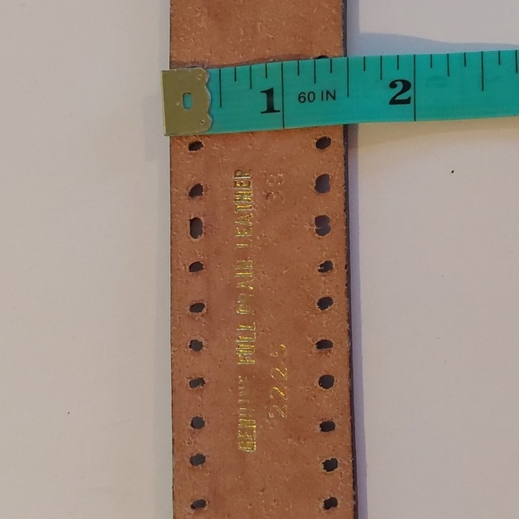 Vintage Mens Brown Hand tooled Premium leather Floral style Dress Belt Sz.38 - Picture 6 of 6